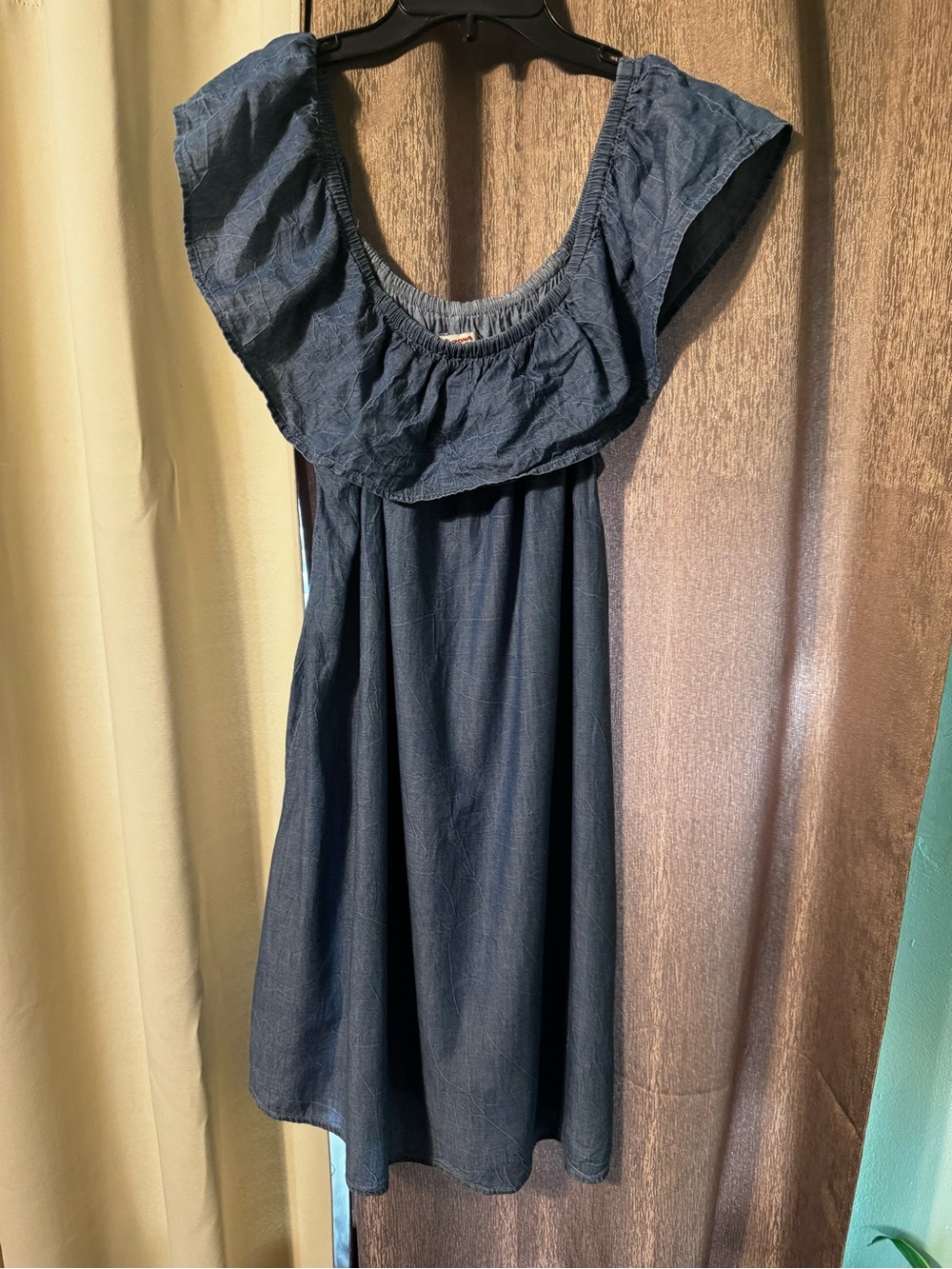 Arizona Blue Denim Short Off the Shoulder Women’s Dress Size L Summer Rodeo - Picture 2 of 9